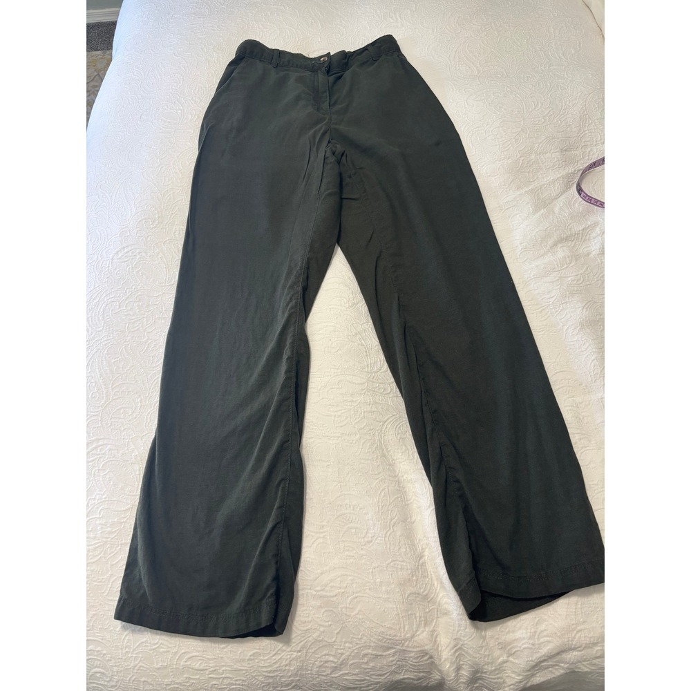 H&M Gray/Olive Linen Blend Wide Leg Pants Size Small P